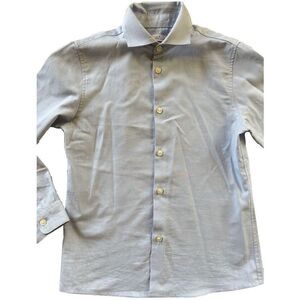 Zara boys size 7 light blue dress short button up textured cotton